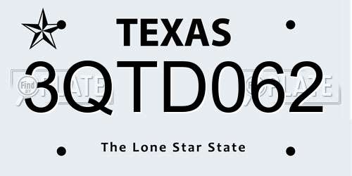 3QTD062 Texas License Plate