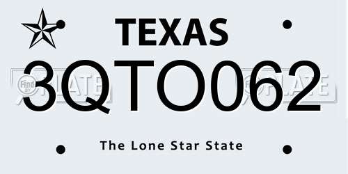 3QTO062 Texas License Plate
