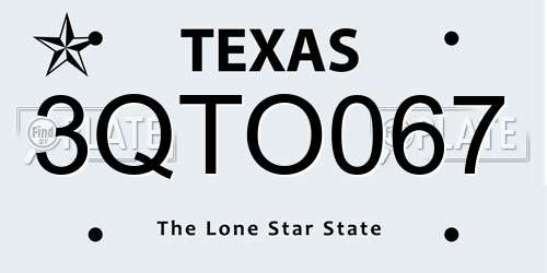 3QTO067 Texas License Plate