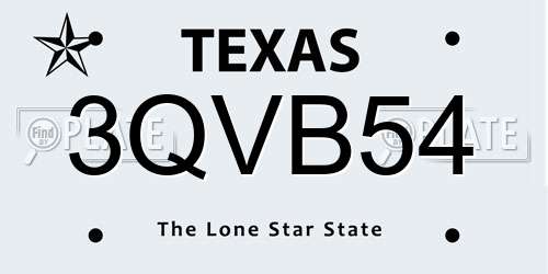 3QVB54 Texas License Plate