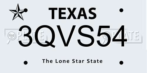 3QVS54 Texas License Plate