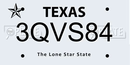 3QVS84 Texas License Plate