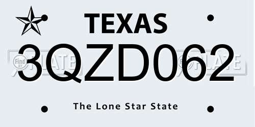 3QZD062 Texas License Plate
