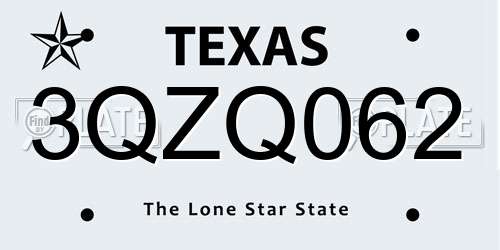 3QZQ062 Texas License Plate
