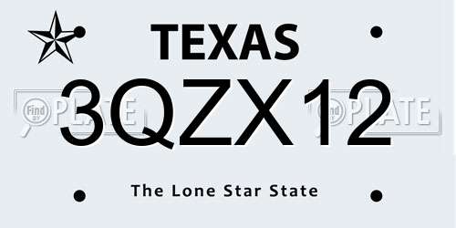 3QZX12 Texas License Plate