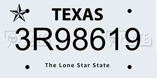 3R98619 Texas License Plate