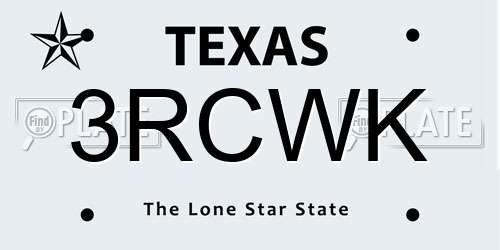 3RCWK Texas License Plate
