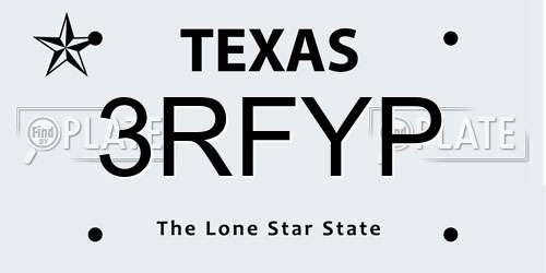 3RFYP Texas License Plate