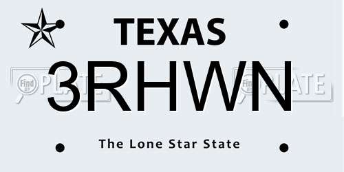 3RHWN Texas License Plate