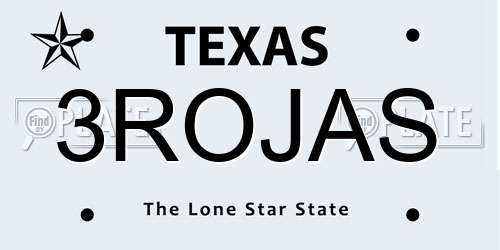 3ROJAS Texas License Plate