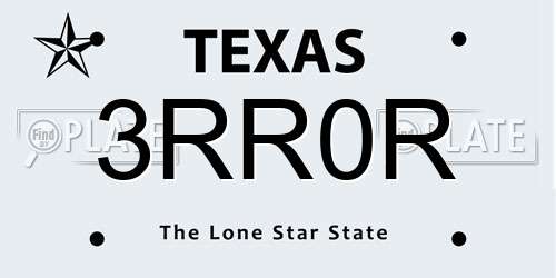 3RR0R Texas License Plate