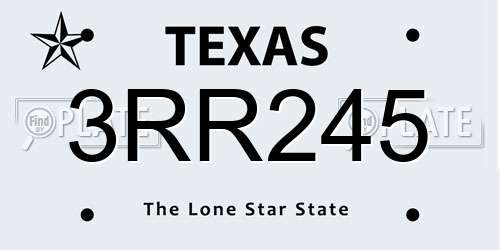 3RR245 Texas License Plate