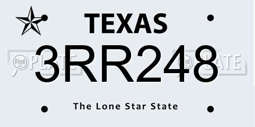 3RR248 Texas License Plate