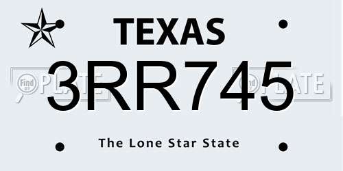 3RR745 Texas License Plate