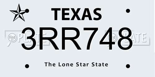 3RR748 Texas License Plate