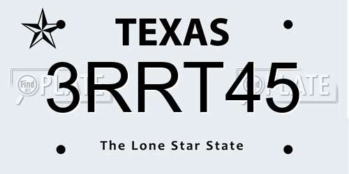 3RRT45 Texas License Plate