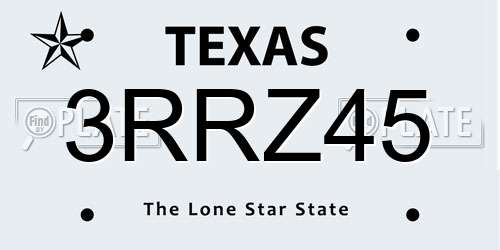 3RRZ45 Texas License Plate