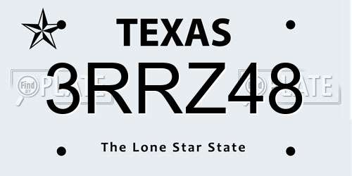 3RRZ48 Texas License Plate