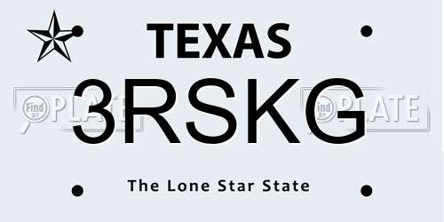 3RSKG Texas License Plate