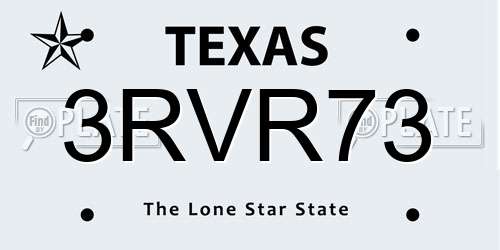 3RVR73 Texas License Plate