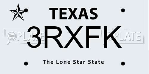3RXFK Texas License Plate