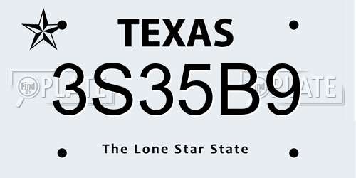 3S35B9 Texas License Plate