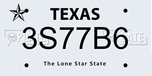 3S77B6 Texas License Plate