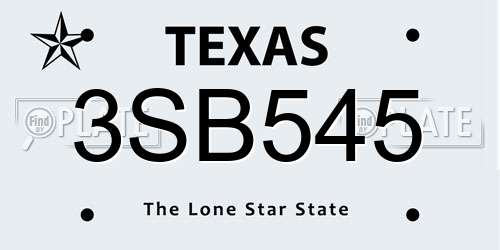3SB545 Texas License Plate