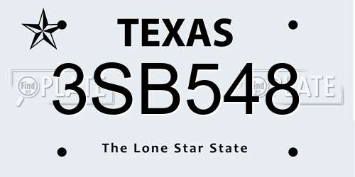 3SB548 Texas License Plate