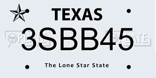 3SBB45 Texas License Plate