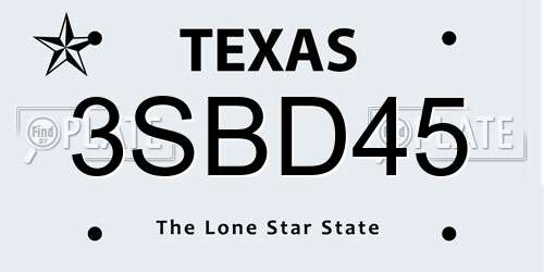 3SBD45 Texas License Plate