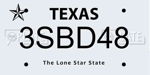 3SBD48 Texas License Plate