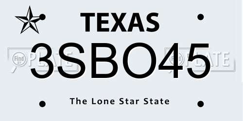 3SBO45 Texas License Plate