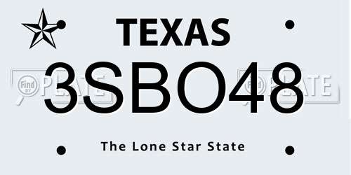 3SBO48 Texas License Plate