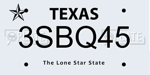 3SBQ45 Texas License Plate