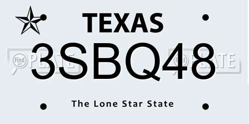 3SBQ48 Texas License Plate