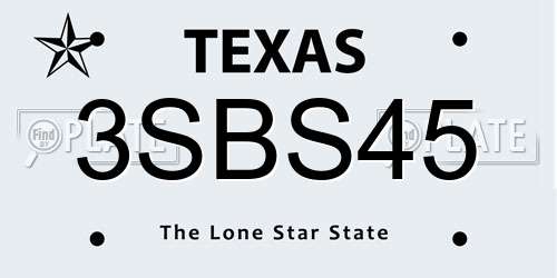 3SBS45 Texas License Plate
