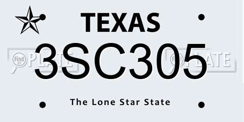 3SC305 Texas License Plate