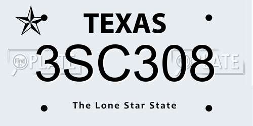 3SC308 Texas License Plate