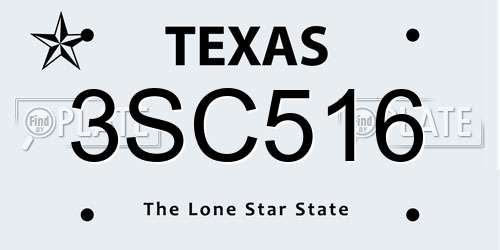 3SC516 Texas License Plate