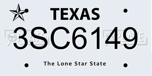 3SC6149 Texas License Plate