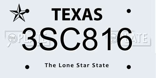 3SC816 Texas License Plate
