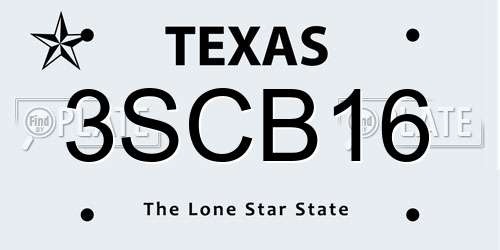 3SCB16 Texas License Plate