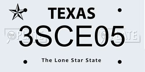 3SCE05 Texas License Plate