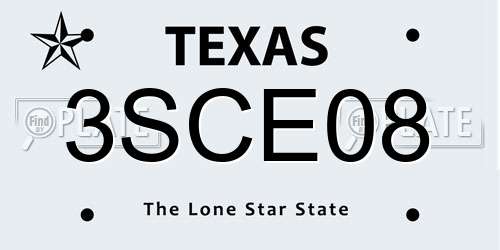 3SCE08 Texas License Plate
