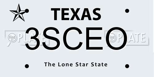 3SCEO Texas License Plate