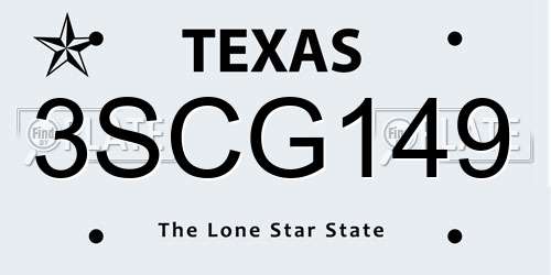 3SCG149 Texas License Plate