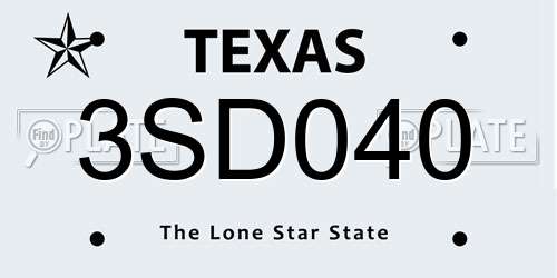 3SD040 Texas License Plate