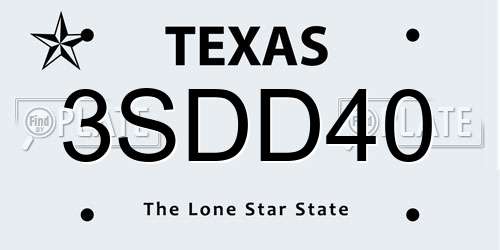 3SDD40 Texas License Plate