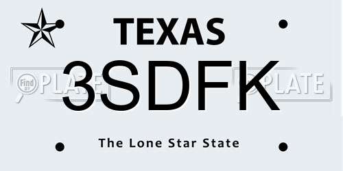 3SDFK Texas License Plate